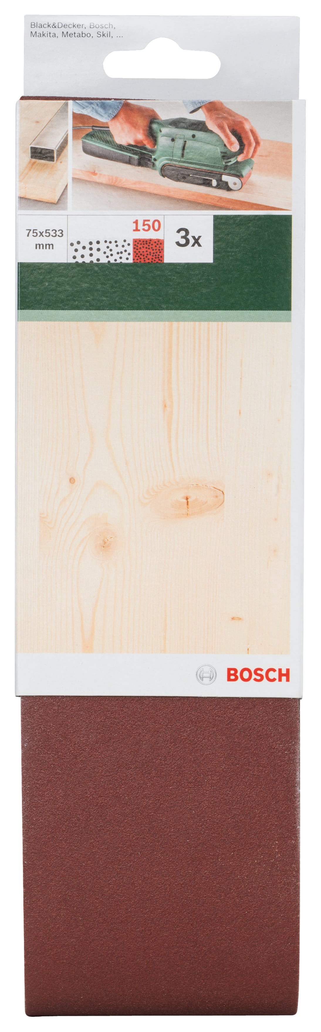 Шкурки за дърво Bosch BS 3 K150 / 75х533мм / 3 броя