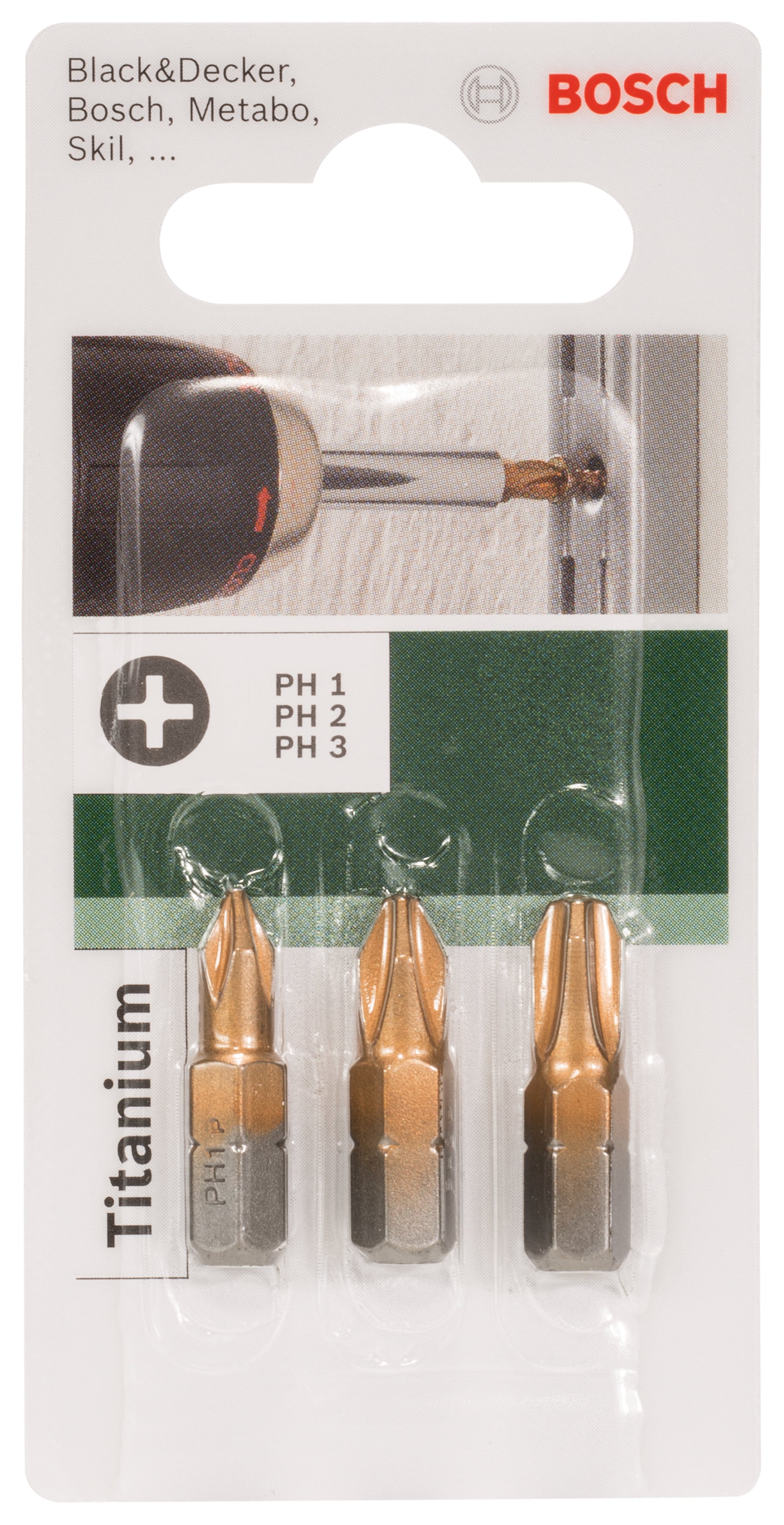 Комплект битове Bosch 3 PH Titanium 25мм