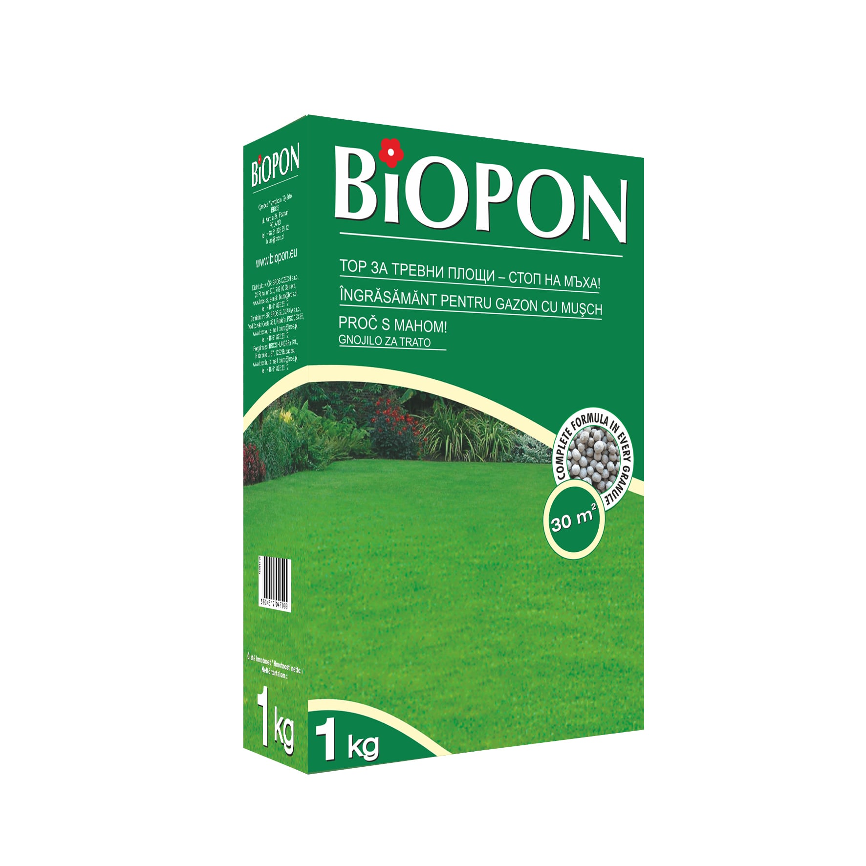 Гранулиран тор против мъх за тревни площи Biopon 1кг