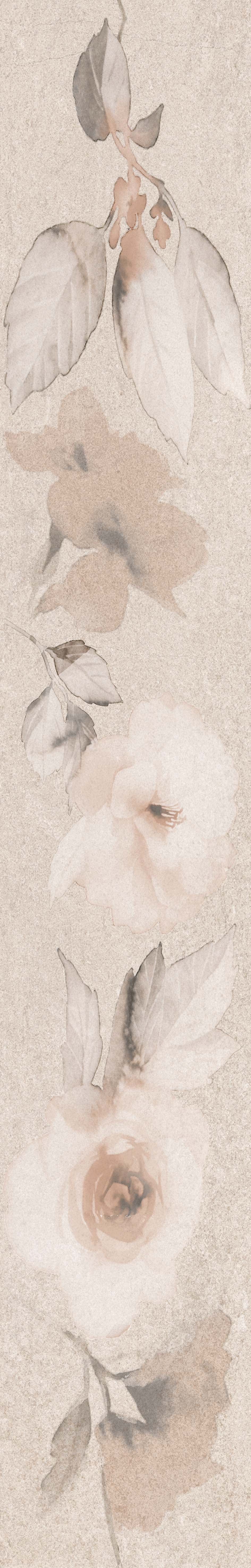 Стенни декоративни плочки фриз IJ Калисто цветя 80 x 500мм бежови