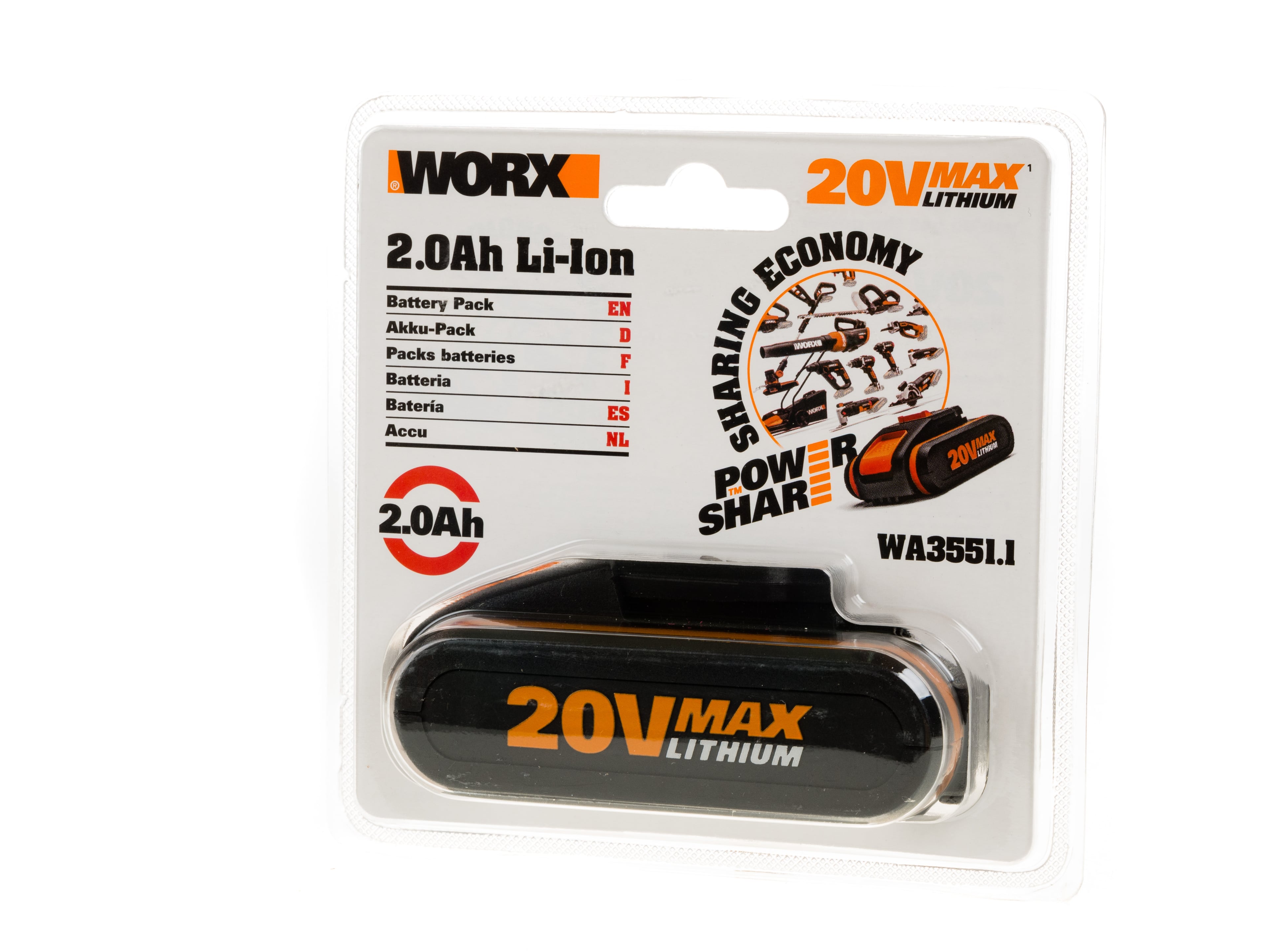 Aкумулаторна плъзгаща батерия Worx WA3551.1 Li-ion 20V 2.0Ah