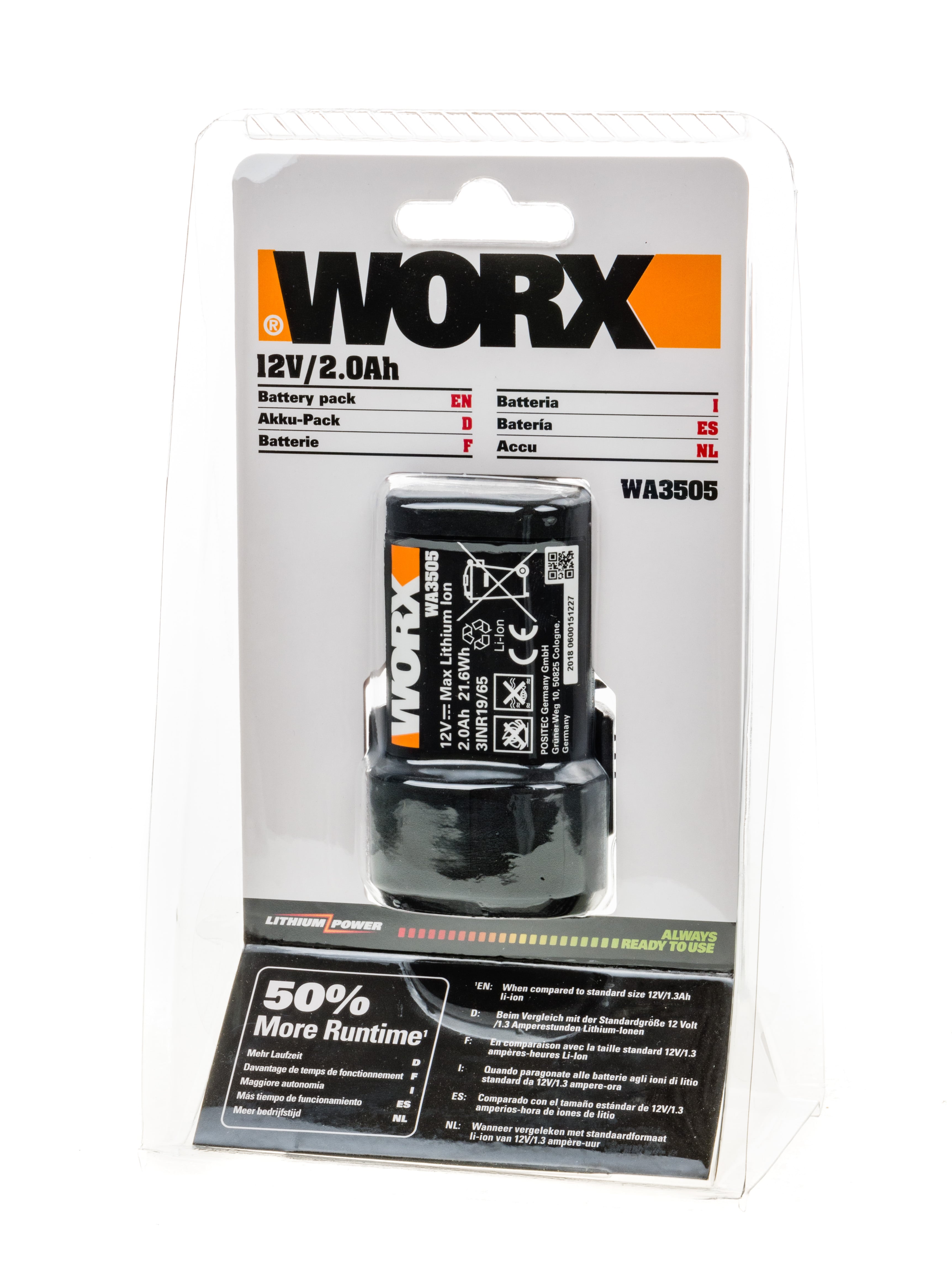 Батерия Worx WA3505 за акумулаторна бормашина WX128 / Li-ion 2.0Ah 12V 