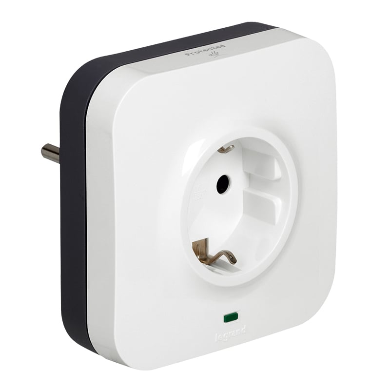 Адаптер за контакт със защита от пренапрежение Legrand 2P+T / 16A / 1xRJ45