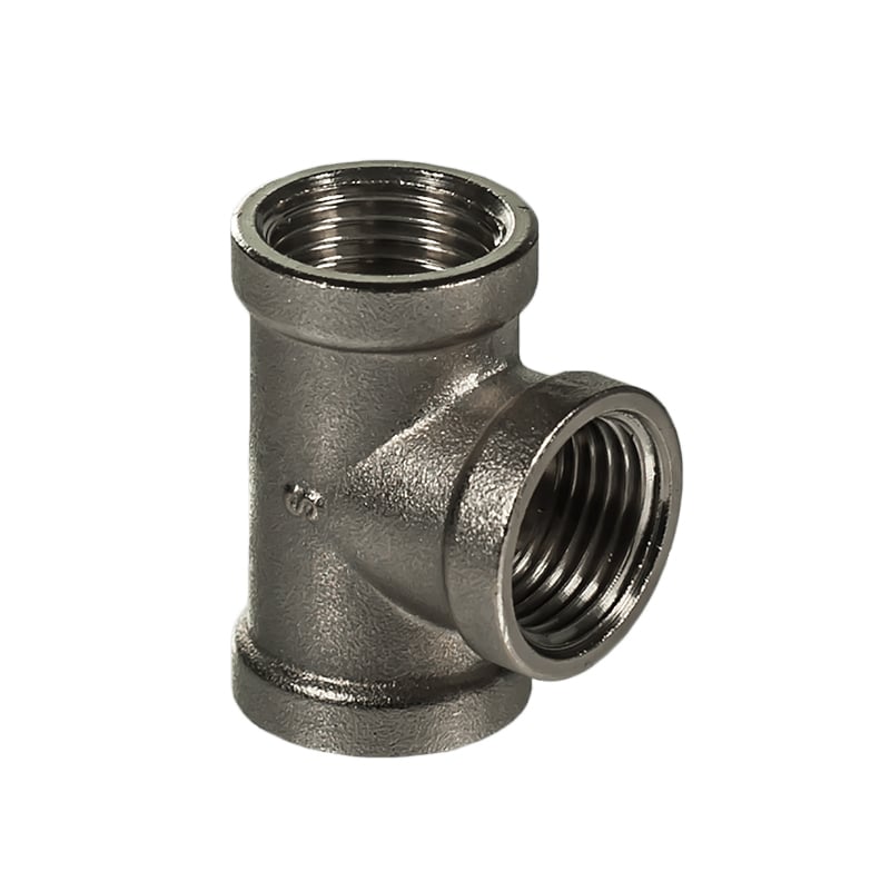 Матиран никелиран фитинг - тройник Ths Thermostyle 1/2" ЖЖЖ  месинг тежък модел 