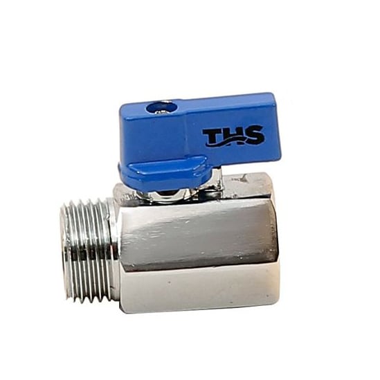 Мини сферичен кран  Ths Thermostyle 1/2'' МЖ синя ръкохватка / хром 