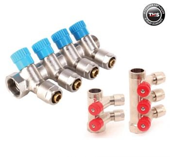 Щампован колектор с адаптор и вентил / 3 отвора THS Thermostyle  1" ф16 