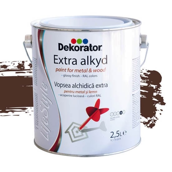 Алкидна боя Dekorator Екстра RAL 8016 махагон 2,5л