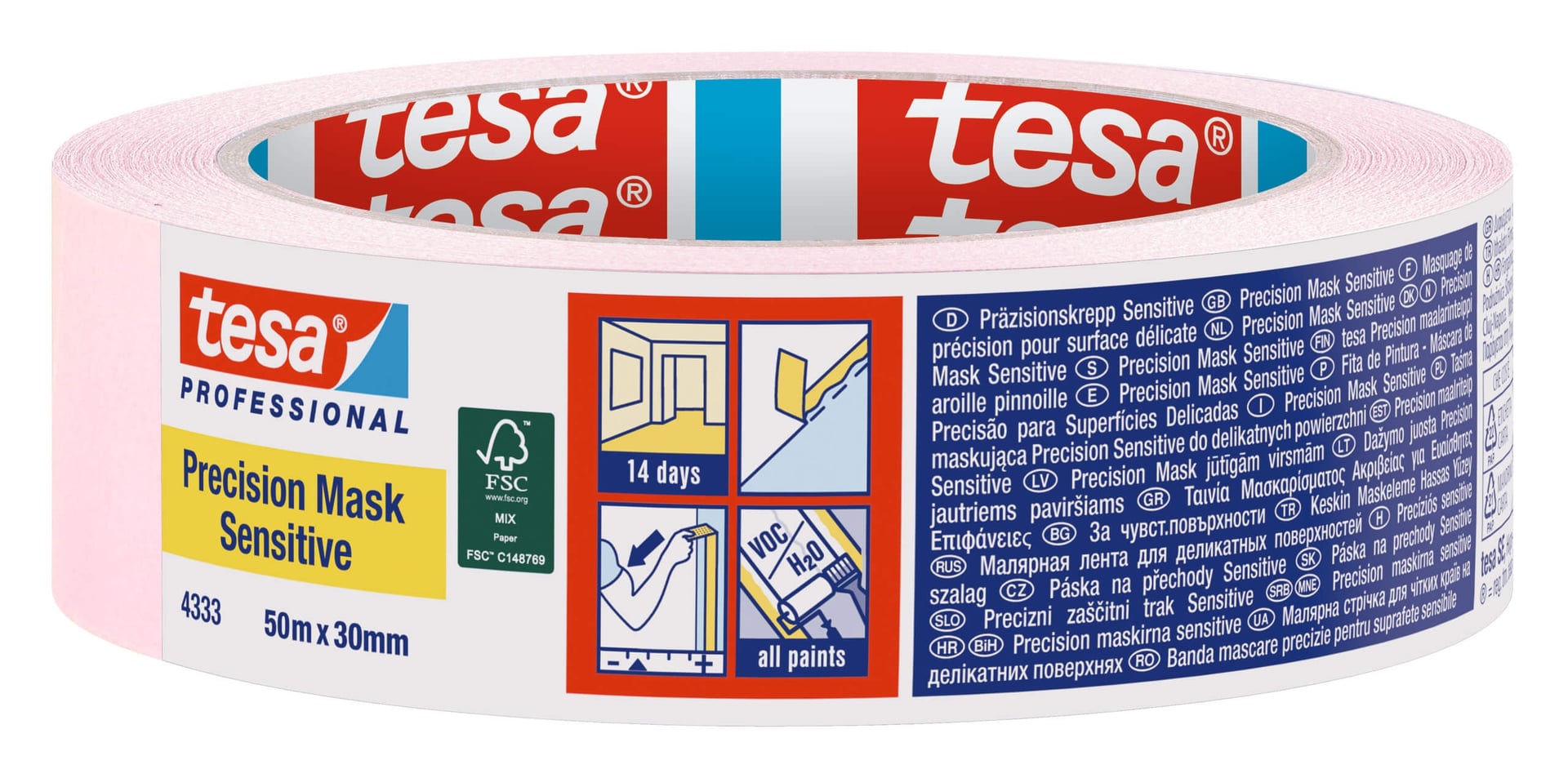 Хартиена лента за чувствителни повърхности / тапети Tesa 50м х 30мм