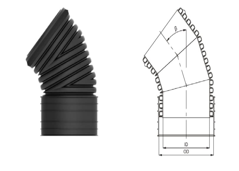 PE-HD коляно SN8 DN/OD 250*45