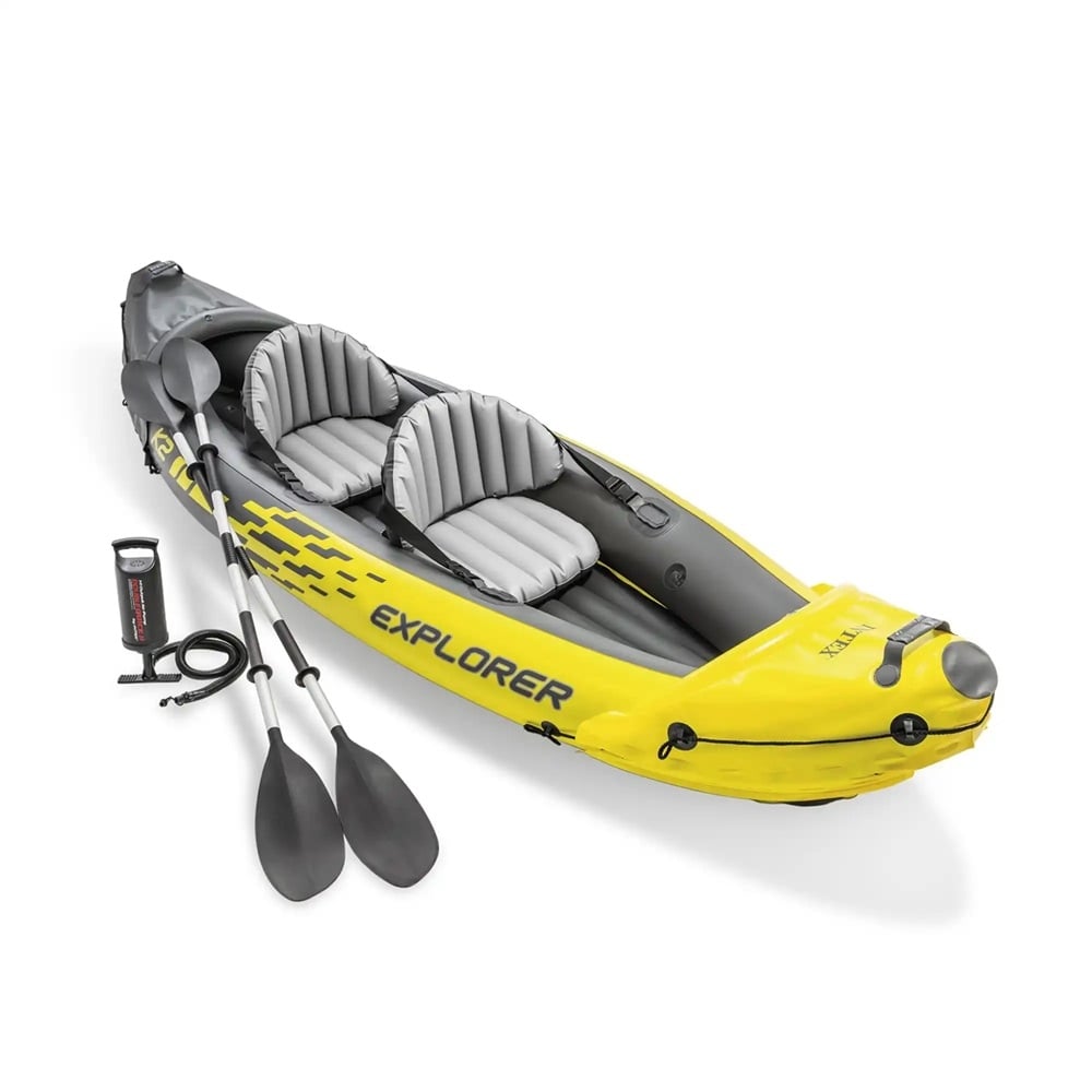 Надуваем двуместен каяк Intex Explorer K2