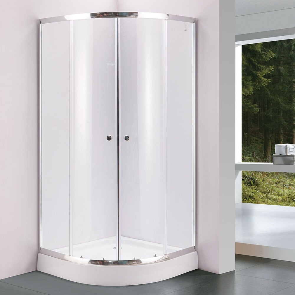 Oвална душ кабина с корито Cascada 8120ER Set / 90x90x195см прозрачно стъкло