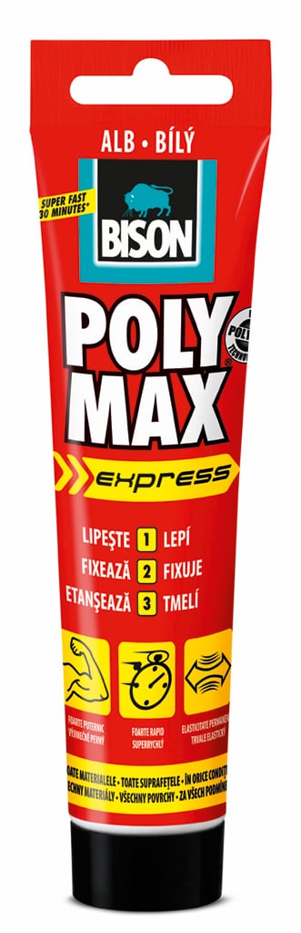 Универсално строително лепило Bison Poly Max Original Express бял 165 гр / туба