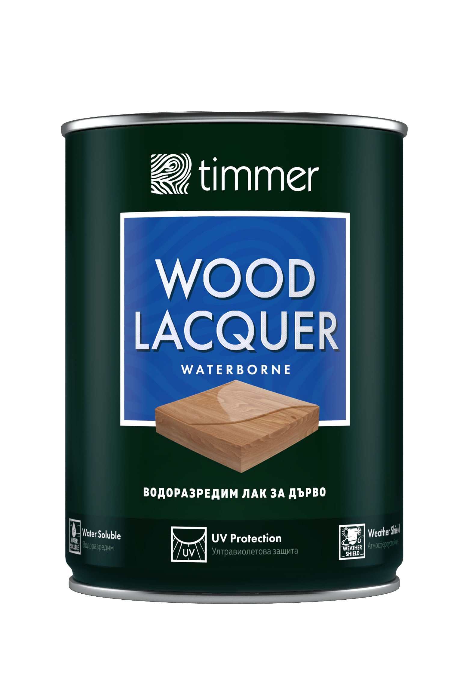 Водоразредим лак за дърво сатен Timmer 750ml