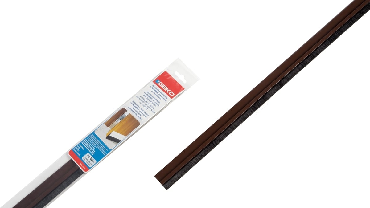 Уплътнител под врата с четка Geko алуминиев 1м кафяв