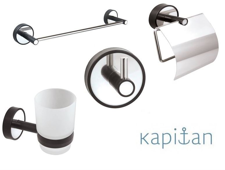Комплект аксесоари за баня 4 части Kapitan Optimo черно