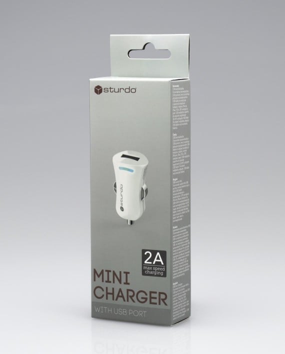 Мини зарядно за автомобил Sturdo Car Charger 1xUSB 2A бяло