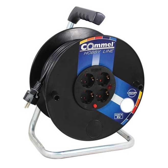 Макара с кабел Commel H05VV-F 3G2.5mm2 термична защита 4 шуко 40м