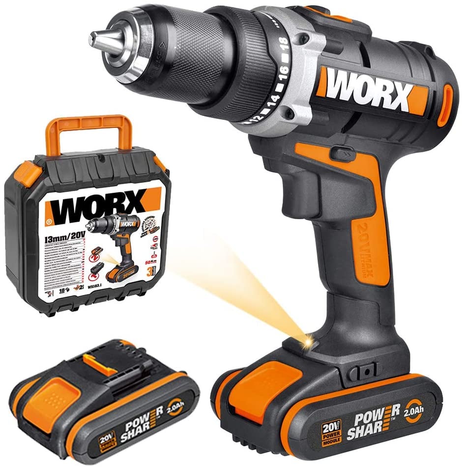 Акумулаторна бормашина Worx WX183.1 20V / 50Nm  