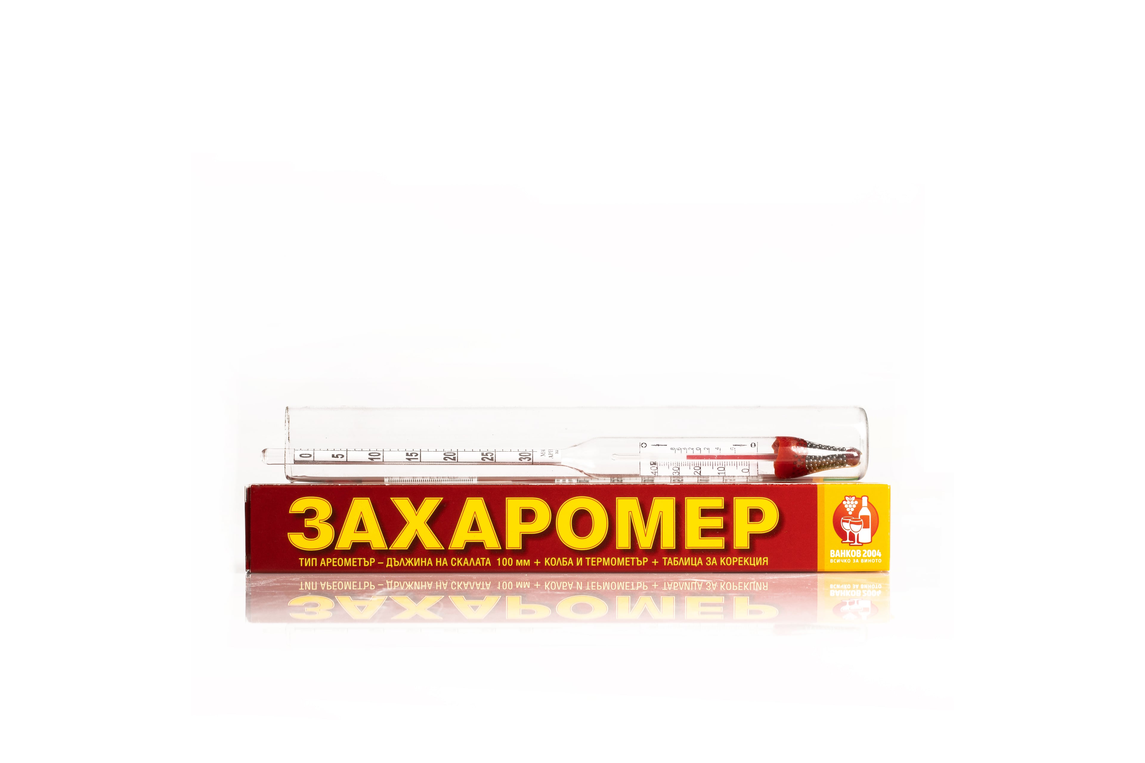 Захаромер с колба и термометър до 70 градуса