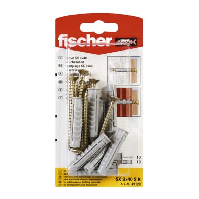Разширяващ се дюбел комплект с винт Fischer  SX 8x40 S K NV блистер