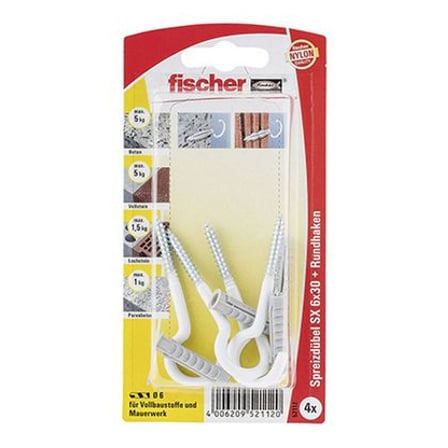 Разширяващ се дюбел с периферия и кръгла отворена кука Fischer 