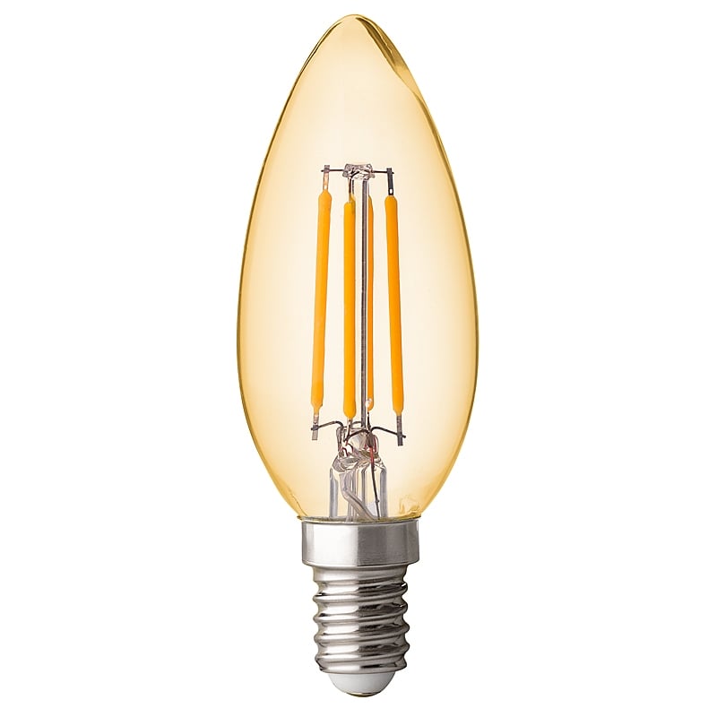 LED крушка filament конус амбър UltraLux E14 4W 2500K 