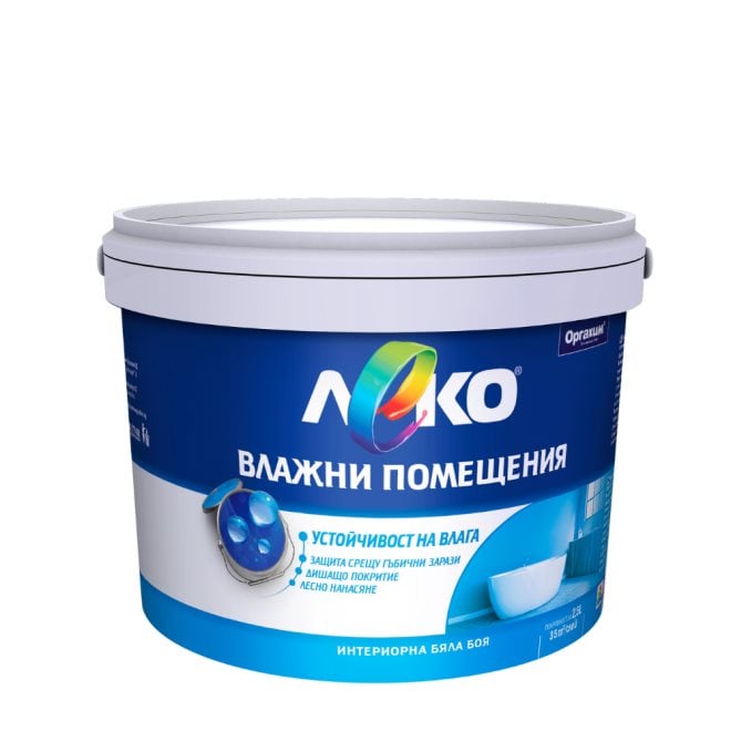 Боя за влажни помещения Леко 1л бяла