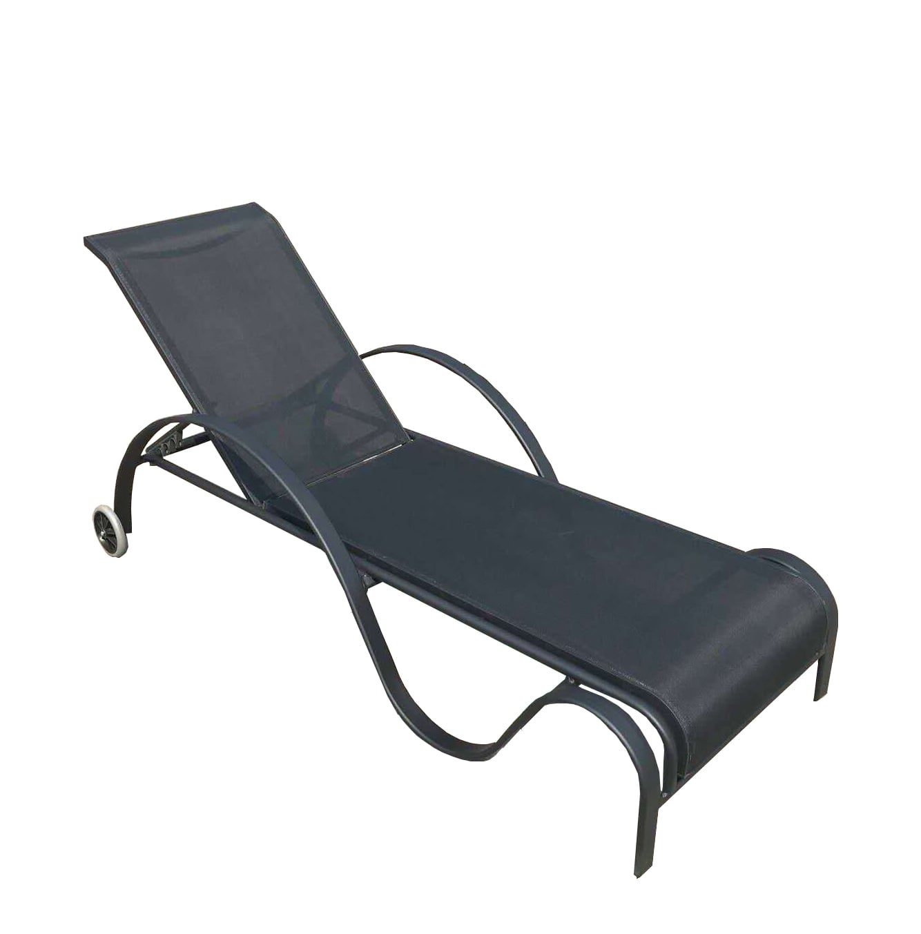 Алуминиев S-образен шезлонг с 4 позиции WR1659-L черен 195x73x95cm