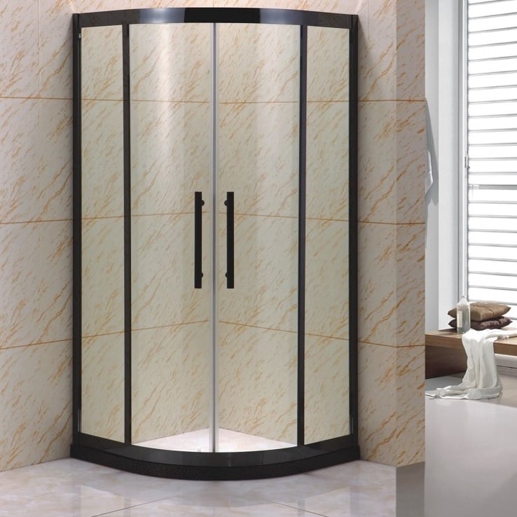 Овална душ кабина без корито Cascada B-L1001 черна 80x80x190 см