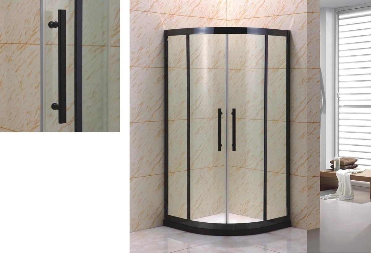 Овална душ кабина без корито Cascada B-L1001 черна 90x90x190см
