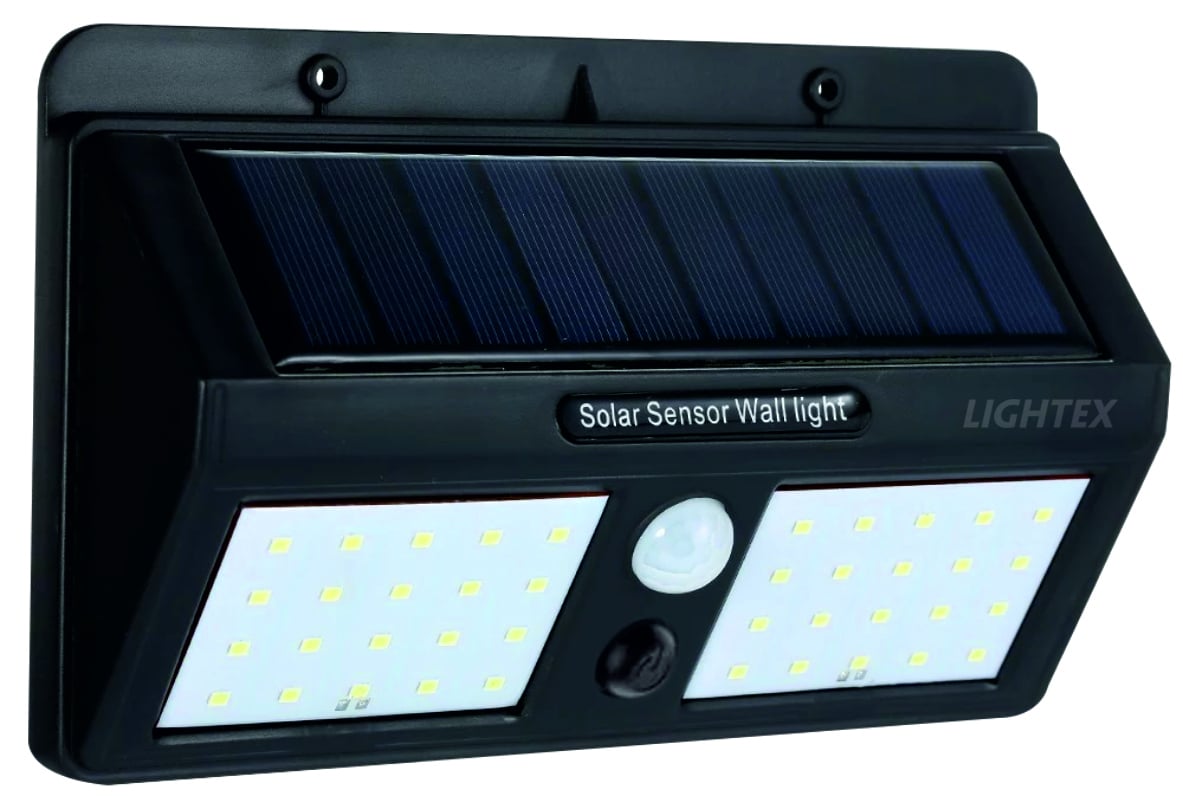 LED соларен аплик със сензор Lightex 6W черен 