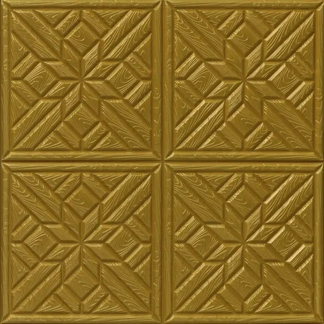 Топлоизолационно самозалепващо пано Square Wood Pattern 60x60x0,8см злато