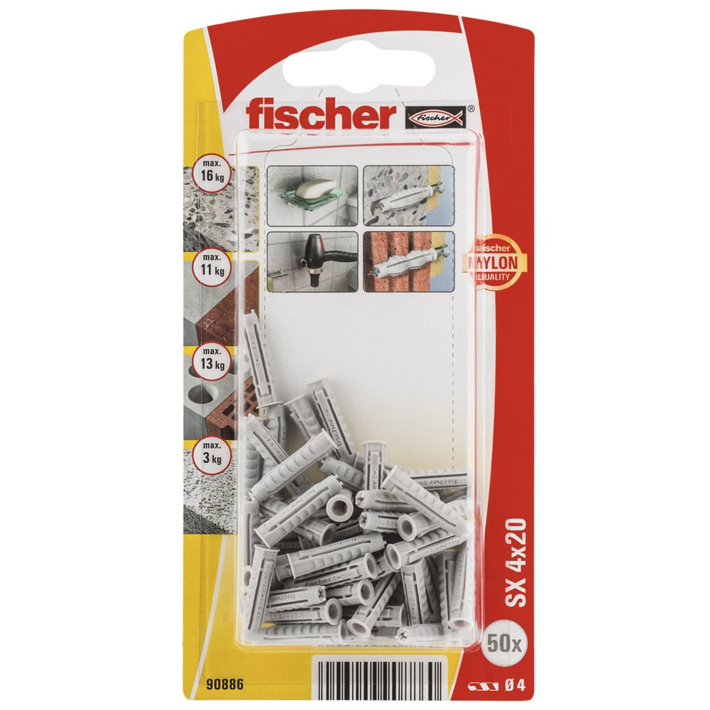Дюбел Fischer SX 4x20 K NV 90886 / 50 броя 