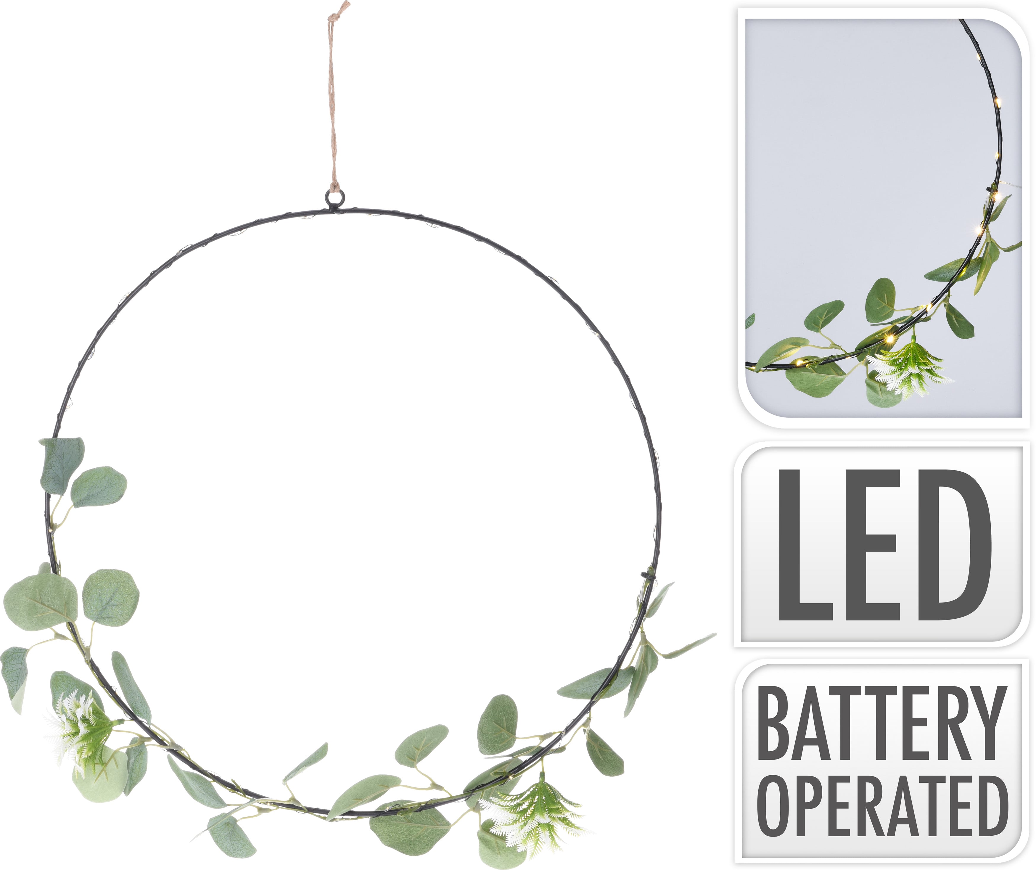 Коледен светещ венец 30 LED / 42см 
