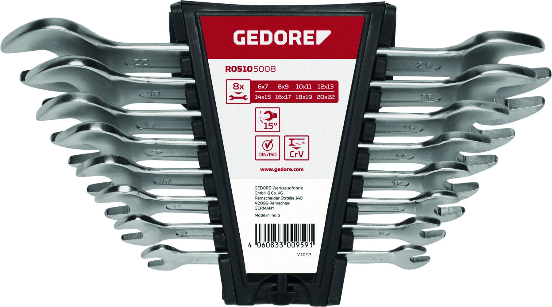 Комплект гаечни ключове Gedore R05105008 / 6-22mm 8части 
