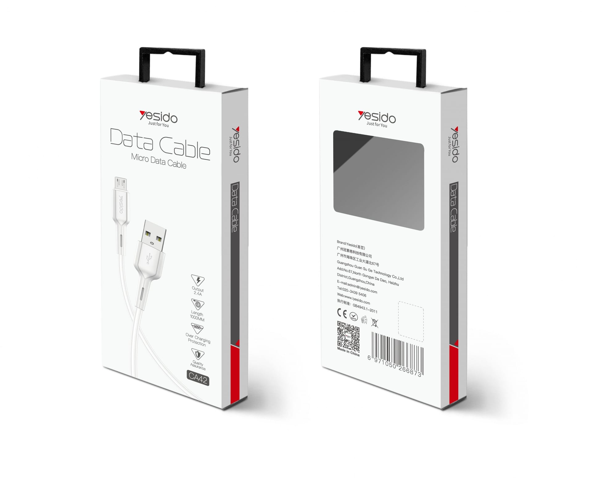 Кабел за телефон Micro USB Yesido CA-42M 1м 2.4A