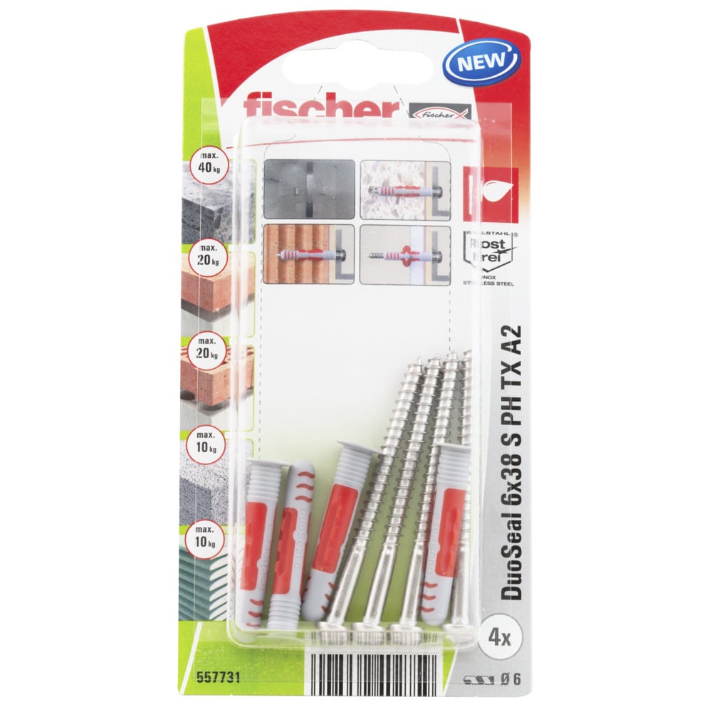 Комплект дюбели с винт Duoseal Fischer 6x38 KNV 557731 / 4 броя