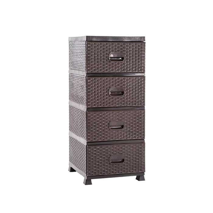 Шкаф с четири чекмеджета Rattan кафяв