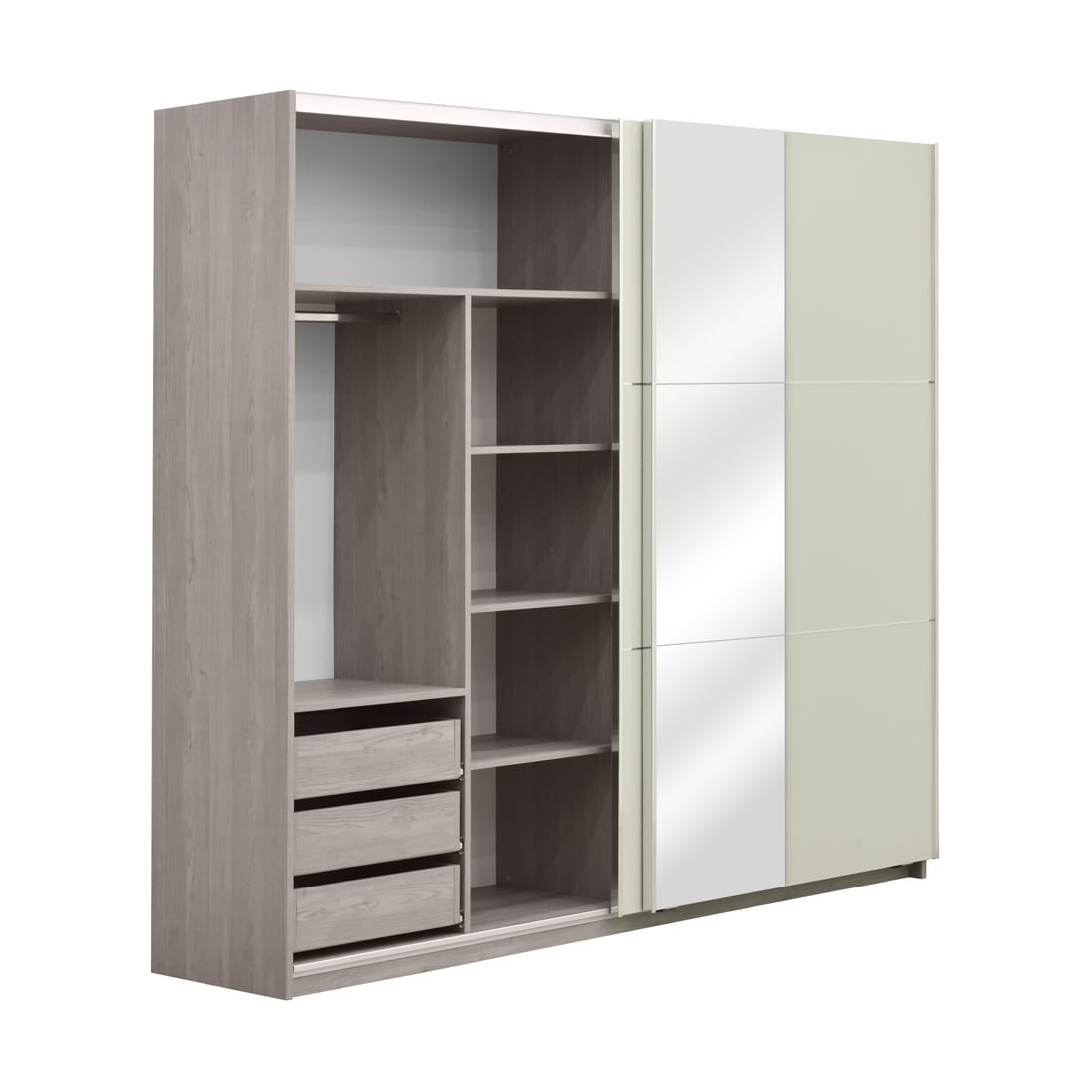 Гардероб Matis Elegance 230 O Дъб Нордик + Пясък гланц