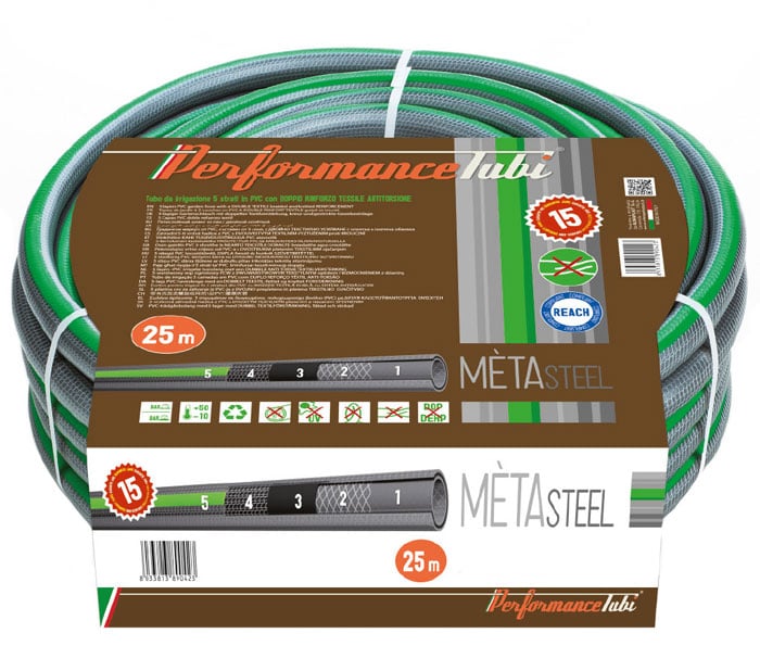 Градински петслоен маркуч Metasteel 1/2'' 25м 18-54 bar
