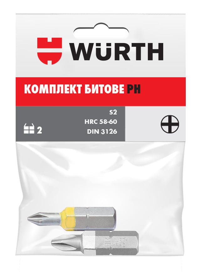 Комплект накрайници Wurth РZ1 / L=25 мм / 2 броя