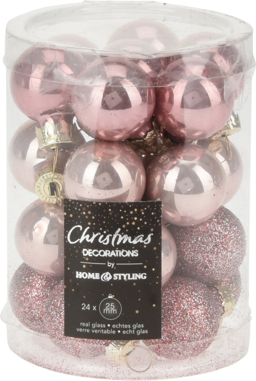 Коледни топки Pink 2,5см / 24 броя