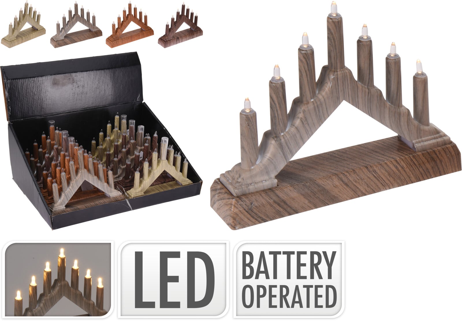 Коледен свещник Bridge 7 LED / 15,7x3,7x13,3см 