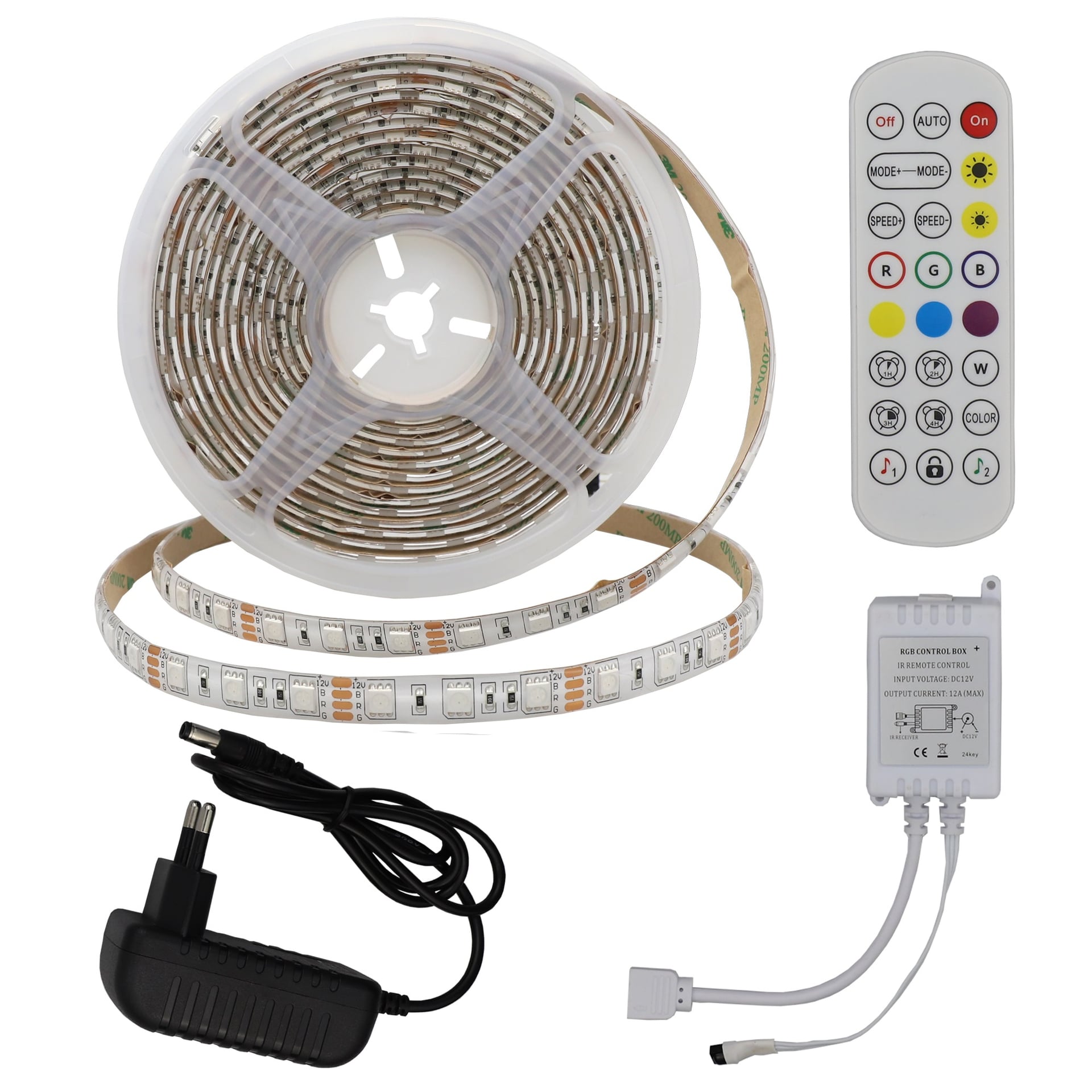 Комплект 60 LED RGB лента Optonica с адаптер, IR контролер и дистанционно