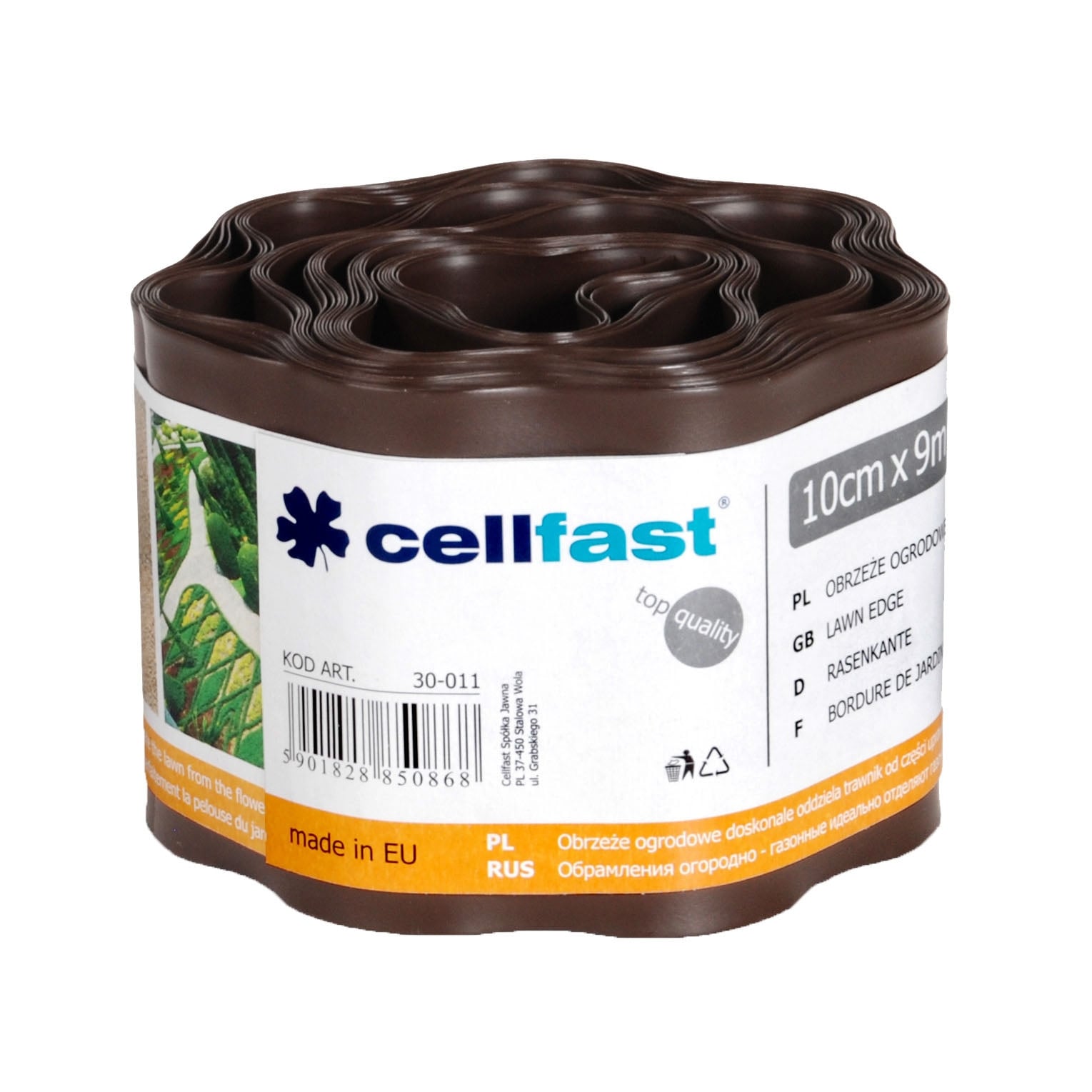 Ограничител за трева Cellfast зиг-заг 10см x 9м / Кафяв