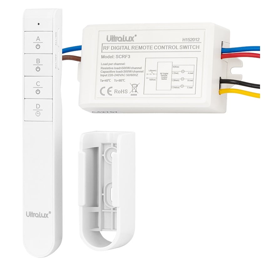 Триканален ключ с RF дистанционно управление UltraLux 220V AC