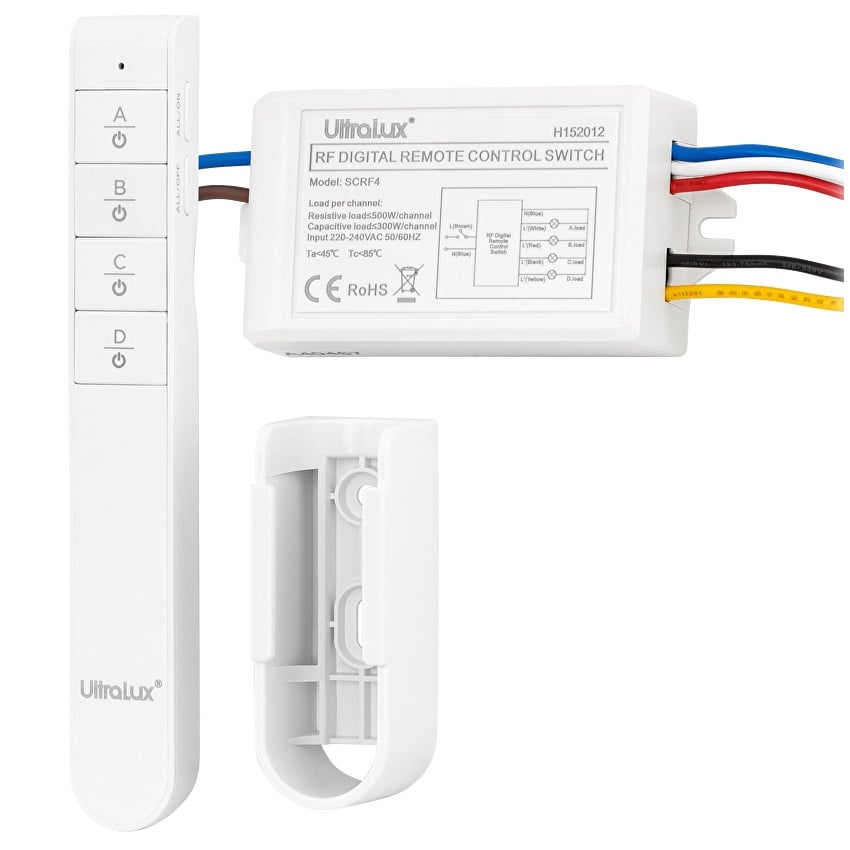 Четириканален ключ с RF дистанционно управление UltraLux 220V AC