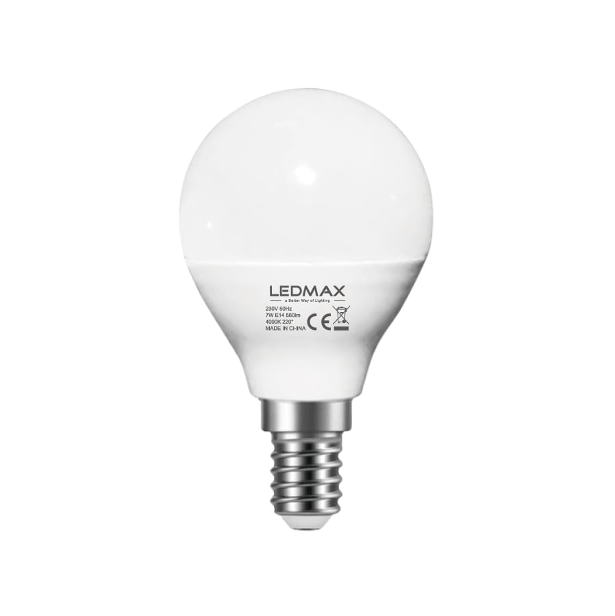 LED крушка LEDMax Е14 7W 4000K G45 CE/EMC