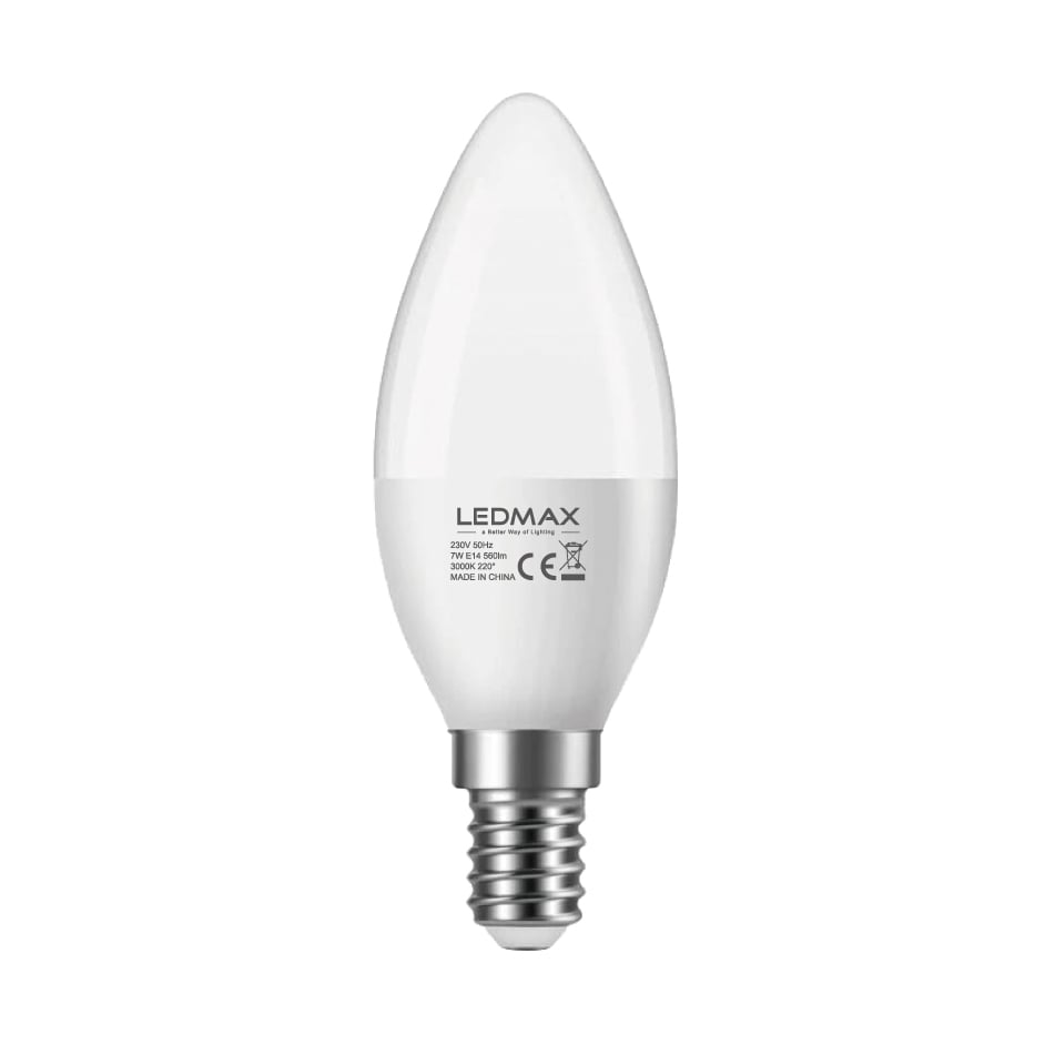 LED крушка LEDMax Е14 7W 3000K C37 CE/EMC
