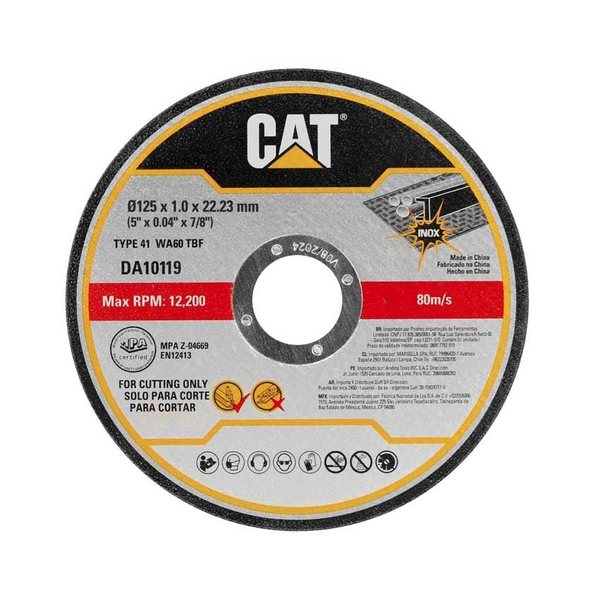Диск за метал CAT DA10119 / 125х1х22.23мм / 10 броя